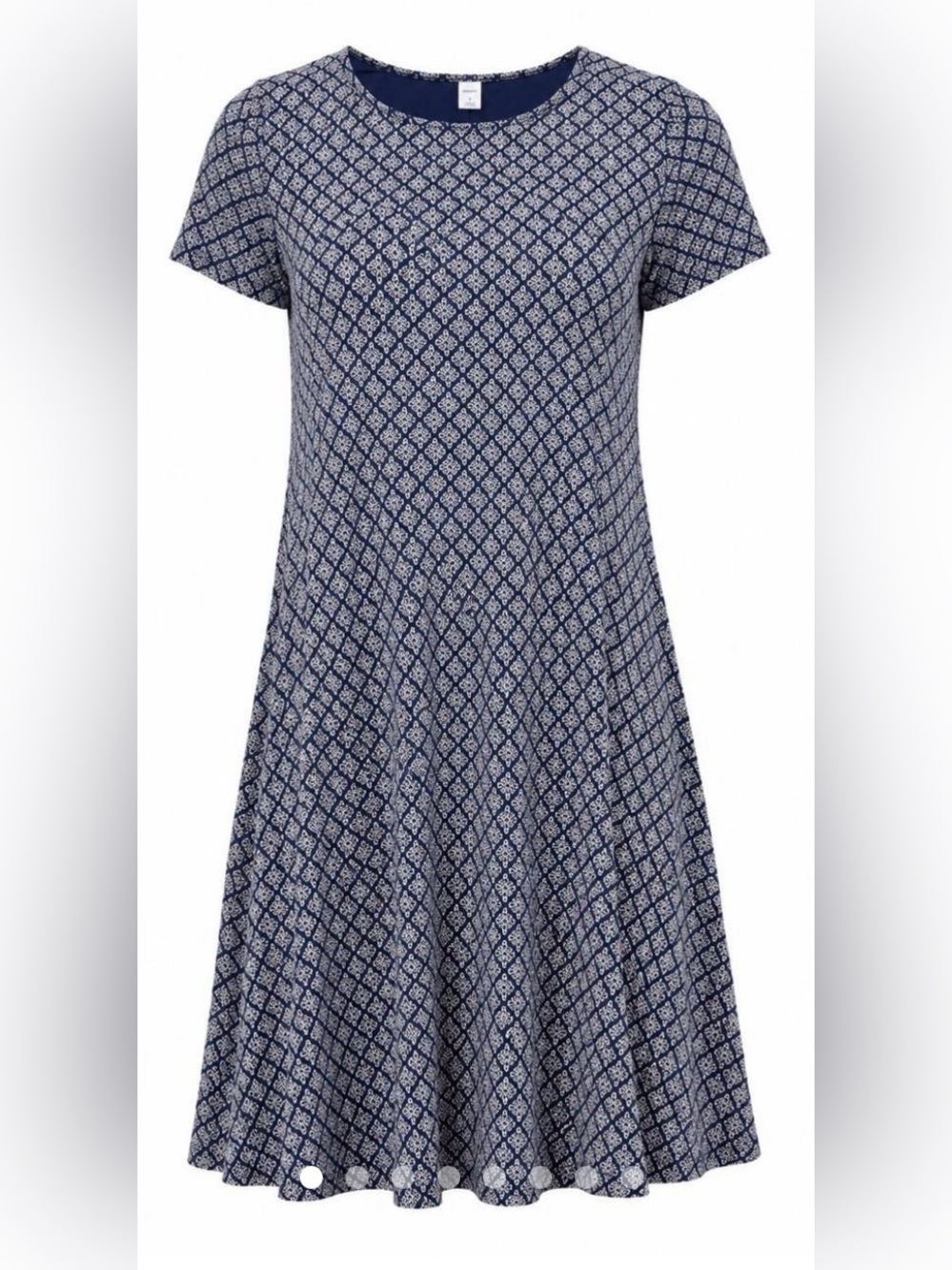 Old Navy Short Sleeve Swing Jersey Dress Geometric Stamp Print - Navy White- XXL